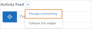 Access Manage commenting from the Activity Feed context menu