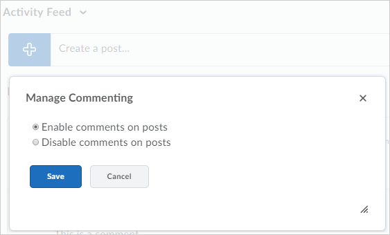 Choose to enable or disable comments on posts