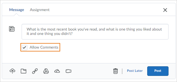 Instructors can also manage commenting on a post by post basis