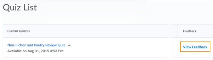 The View Feedback link for quiz submissions