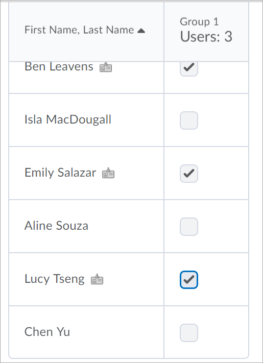 Headers remain onscreen when scrolling through the list of learners on the Enroll Users page