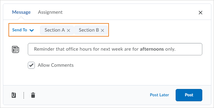 Select which section(s) you want to view a post