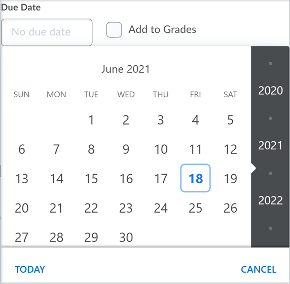 The date picker component in Activity Feed prior to the update