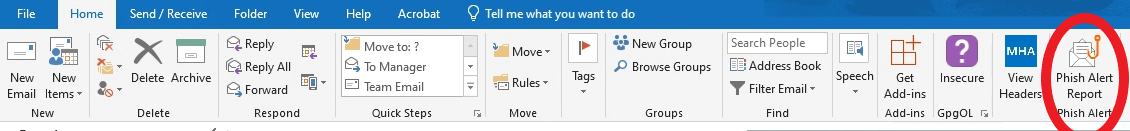 phish alert button on outlook desktop